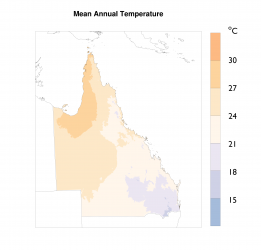 Mean annual temperature, 2012–2016
