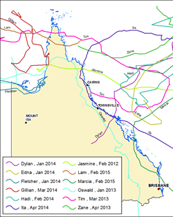 Cyclone track, 2012-2015