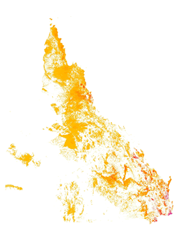 Density of threatened flora habitat, 2013